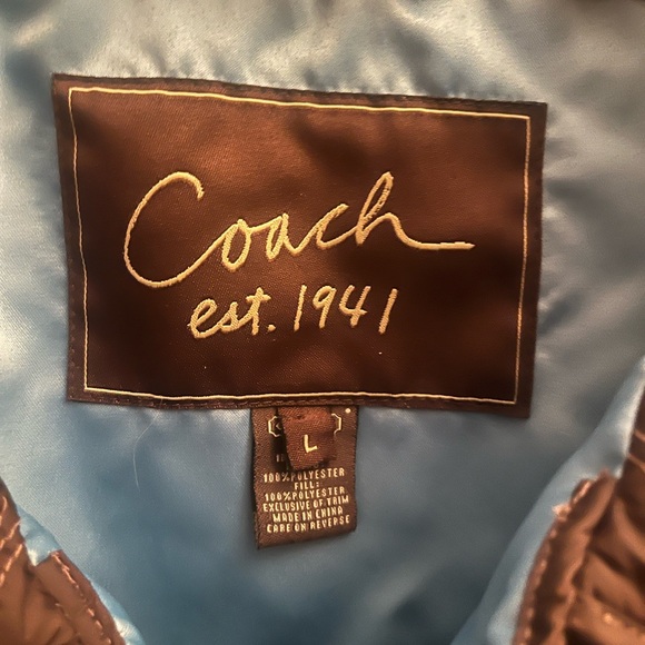 Coach womens Brown Quilted Jacket with light blue silky lining - Picture 2 of 9